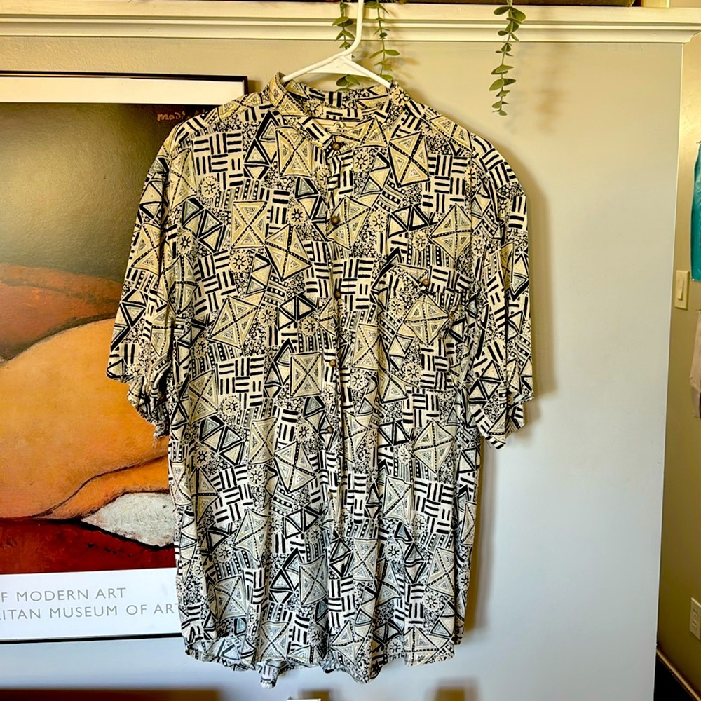 Vintage Tribal Print Button Down Shirt.